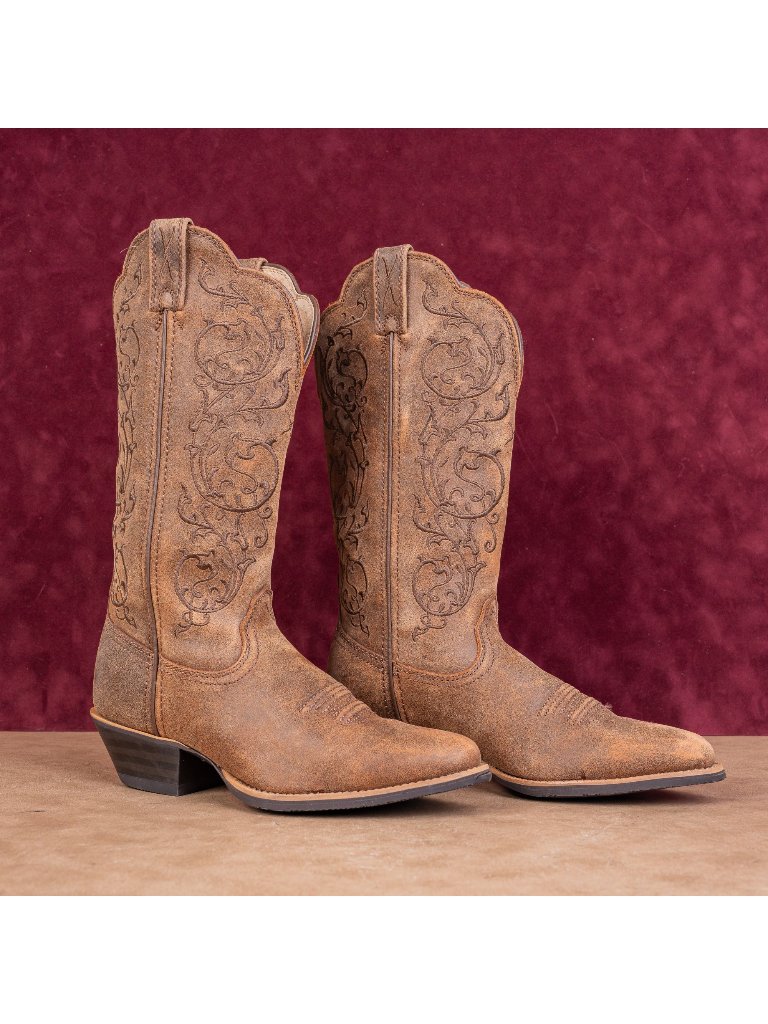 Twisted X Women Fancy Stitched Western Cowboy Brown Leather Festival Boots Sz 6